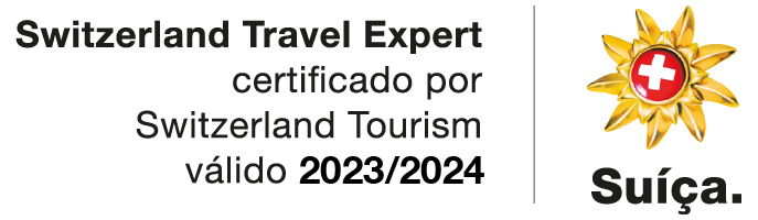 Switzerland Travel Expert certificado por Suiça Turismo, o orgao de turismo da Suiça. validade 2023 e 2024